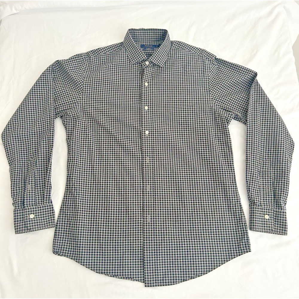 Polo Ralph Lauren Mens Large Slim Fit Button Up Cotton Plaid Shirt Preppy